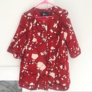 wool red jacket coat with amazing design details